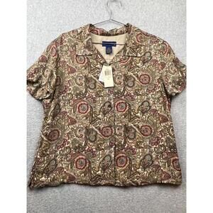 Vintage Charter Club Silk Button Up Blouse Womens Size 14 Tuscany Paisley